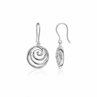 Silver Spiral Drop Hook Earrings