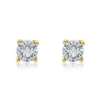 9ct Yellow Gold 0.05ct Illusion Set Diamond Stud Earrings