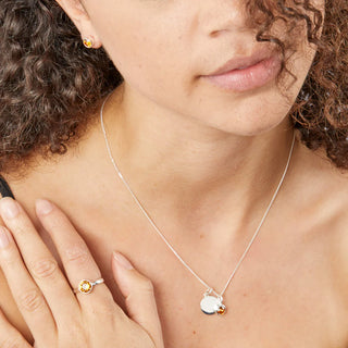 Silver Orange Crystal Stud Earrings