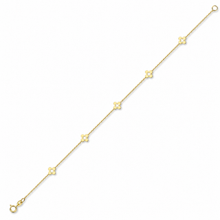 9ct Yellow Gold Clover Station Bracelet