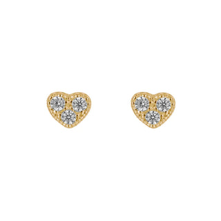 Gold Plated Silver CZ Heart Stud Earrings