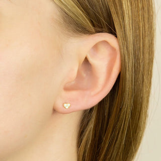 Gold Plated Silver CZ Heart Stud Earrings