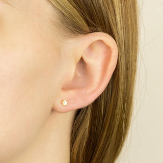 Gold Plated Silver CZ Star Stud Earrings