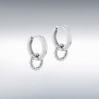 Silver Twisted Ring Drop Hoops