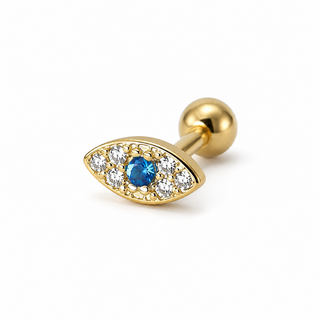 Gold Plated Silver CZ Evil Eye Cartilage Stud