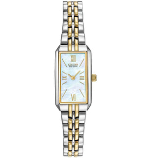 Citizen Eco-Drive Silhouette Two Tone Stainless Steel Rectangular Bracelet Watch
