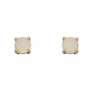 9ct Yellow Gold Opal October Stud Earrings