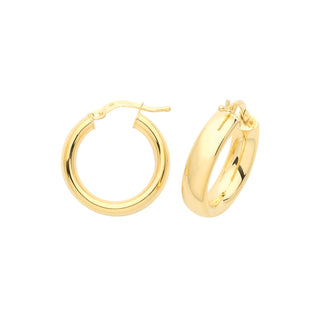 9ct Yellow Gold 15mm Wide Hoop Earrings