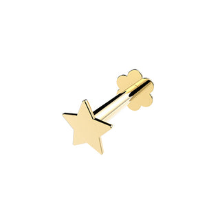 9ct Yellow Gold Star Labret Cartilage Earring