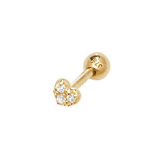 9ct Yellow Gold CZ Heart Cartilage Stud