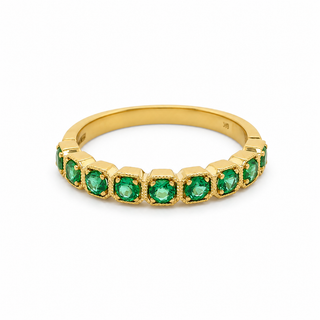 9ct Yellow Gold 0.47ct Emerald Half Eternity Ring