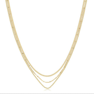 Gold Plated Silver Three-Row Multi Chain Necklace