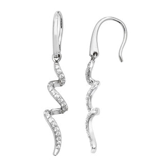 Silver CZ Spiral Drop Earrings