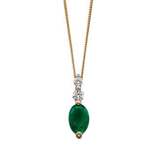 9ct Yellow Gold Emerald & Diamond Pendant