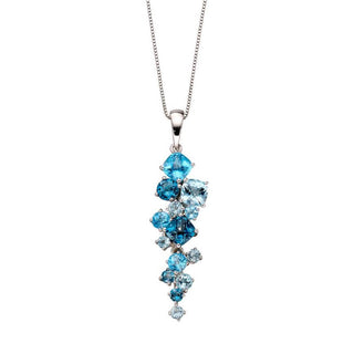 9ct White Gold Blue Topaz Pendant