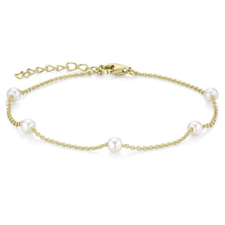 Gisser Gold Plated Simulated Pearl & Trace Station Bracelet