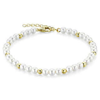 Gisser Gold Plated Silver Bead & Simulated Pearl Bracelet