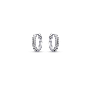 Gisser Silver 12mm Double Row Pavé Zirconia Hoops