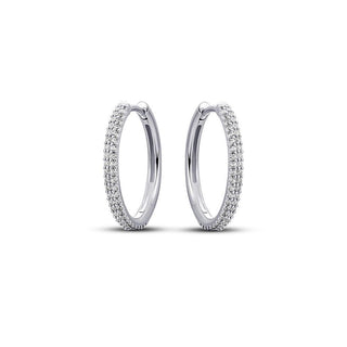 Gisser Silver 20mm Double Row Pavé Zirconia Hoops