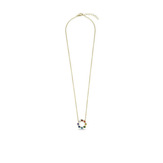 Gisser Gold Plated Multi-Colour CZ Swirl Circle Necklace