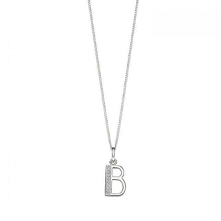 Silver CZ Initial 'B' Pendant | Personalised Initial Necklace