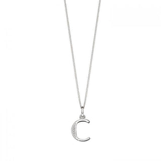 Silver CZ Initial 'C' Pendant | Personalised Initial Jewellery