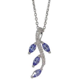 9ct White Gold Diamond & Tanzanite Floral Pendant