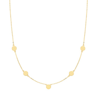 9ct Yellow Gold Disc Station Necklet