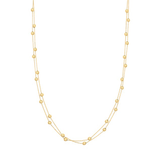 9ct Yellow Gold 2 Row Beaded Necklace