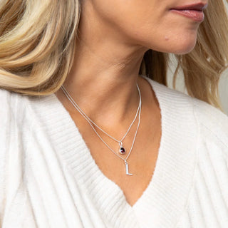 Silver Dark Red Crystal Pendant