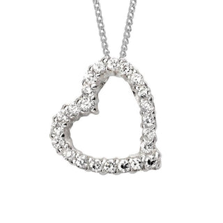 Silver CZ Open Heart Pendant