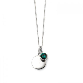 Silver May Birthstone Pendant | Engravable Birthstone Necklace