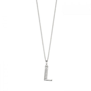 Silver CZ Initial 'L' Pendant | Personalised Initial Necklace