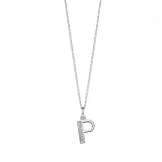 Silver CZ Initial 'P' Pendant