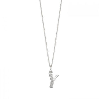 Silver CZ Initial 'Y' Necklace