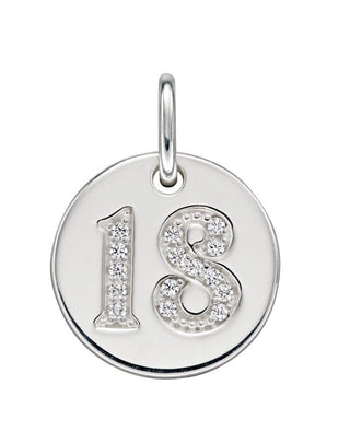 Silver CZ '18' Disc Pendant