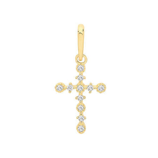 9ct Yellow Gold Small CZ Cross Pendant