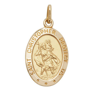 9ct Yellow Gold Oval St Christopher Pendant