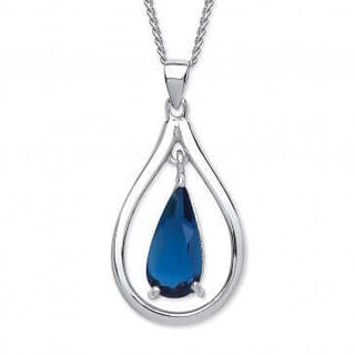 Silver Blue Pear-shaped Crystal Pendant