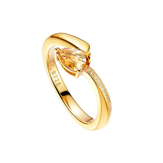 Fei Liu Gold Plated Silver Shooting Star Citrine CZ Open Ring
