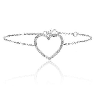 Silver Open Heart CZ Bracelet