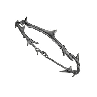 black rhodium plated silver bracelet with a rose thorn branch design