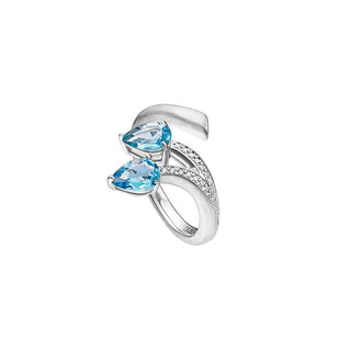 Silver Shooting Star Double Blue Topaz Ring