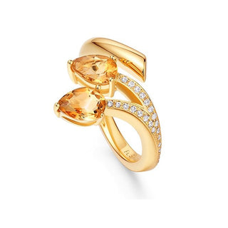 Gold Plated Silver Shooting Star Double Citrine Ring