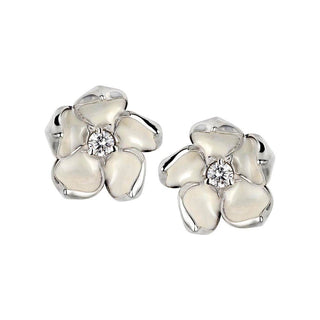 Shaun Leane Silver Cherry Blossom Diamond Stud Earrings
