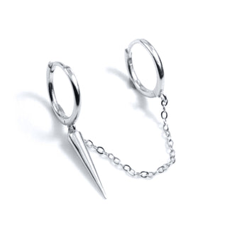 Spike Chain Double Hoop Earring | Double Hoop Chain Earrings