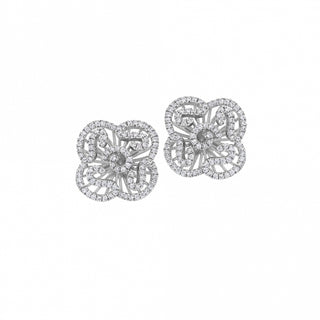Silver Cascade CZ Mini Rose Stud Earrings