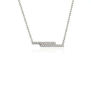 18ct White Gold Double Bar Diamond Necklace