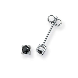 A pair of silver stud earrings with black cubic zirconia accents.